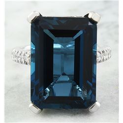 20.80 CTW Topaz 14K White Gold Diamond Ring