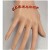 Image 3 : 17.47 CTW Natural Red Coral And Diamond Bracelet In 14K Solid Yellow Gold
