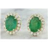 Image 2 : 4.70 CTW Emerald 18K Yellow Gold Diamond Earrings