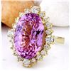 Image 2 : 14.90 CTW Natural Kunzite 14K Solid Yellow Gold Diamond Ring