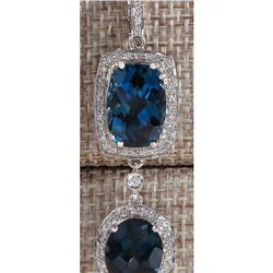 14.19 CTW Natural Topaz And Diamond Pendant In 14K Solid White Gold