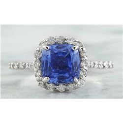 3.15 CTW Sapphire 14K White Gold Diamond Ring