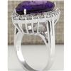 Image 3 : 10.56 CTW Natural Amethyst And Diamond Ring In 18K Solid White Gold
