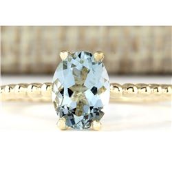 1.07 CTW Natural Aquamarine Ring In 18K Yellow Gold