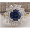 Image 1 : 2.71 CTW Natural Blue Sapphire Diamond Ring 18K Solid Yellow Gold