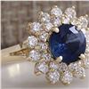 Image 2 : 2.71 CTW Natural Blue Sapphire Diamond Ring 18K Solid Yellow Gold