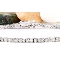 4.07 CTW Natural Diamond 18K Solid White Gold Bracelet