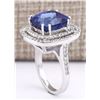 Image 3 : 14.55 CTW Natural Blue Tanzanite And Diamond Ring 18K Solid White Gold