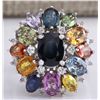 Image 1 : 7.68 CTW Natural Ceylon Sapphire And Diamond Ring In18K Solid White Gold