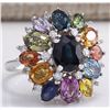 Image 2 : 7.68 CTW Natural Ceylon Sapphire And Diamond Ring In18K Solid White Gold