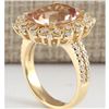 Image 3 : 5.09 CTW Natural Morganite And Diamond Ring 14K Solid Yellow Gold