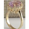 Image 2 : 7.06 CTW Natural Kunzite And Diamond Ring 18K Solid Yellow Gold