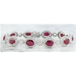 14.50 CTW Ruby 18K White Gold Diamond Bracelet