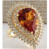 Image 2 : 17.40 CTW Natural Madeira Citrine And Diamond Ring 14K Solid Yellow Gold
