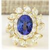 Image 1 : 5.73 CTW Natural Tanzanite And Diamond Ring In 18K Yellow Gold