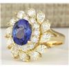 Image 2 : 5.73 CTW Natural Tanzanite And Diamond Ring In 18K Yellow Gold