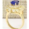 Image 3 : 5.73 CTW Natural Tanzanite And Diamond Ring In 18K Yellow Gold