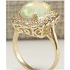 Image 3 : 2.95 CTW Natural Opal And Diamond Ring In 18K Solid Yellow Gold