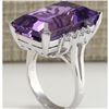 Image 3 : 20.85 CTW Natural Amethyst And Diamond Ring In 14K Solid White Gold