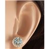 Image 3 : 3.65 CTW Natural Aquamarine And Diamond Earrings 18K Solid Yellow Gold