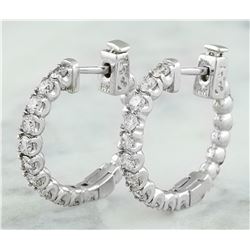 1.10 CTW 18K White Gold Diamond Hoop Earrings