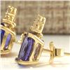 Image 2 : 3.00 CTW Natural Blue Tanzanite And Diamond Earrings 18K Solid Yellow Gold
