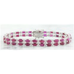 15.93 CTW Ruby 18K White Gold Diamond Bracelet