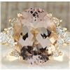 Image 1 : 5.00 CTW Natural Morganite And Diamond Ring In 18K Solid Yellow Gold