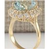 Image 3 : 7.53 CTW Natural Aquamarine And Diamond Ring In 18K Solid Yellow Gold