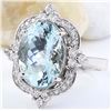Image 2 : 7.48 CTW Natural Aquamarine 14K Solid White Gold Diamond Ring