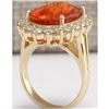 Image 3 : 12.41 CTW Natural Mandarin Garnet And Diamond Ring 14K Solid Yellow Gold
