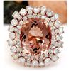 Image 1 : 13.36 CTW Natural Morganite 14K Solid Rose Gold Diamond Ring