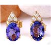 Image 1 : 1.65 CTW Natural Tanzanite 18K Solid Yellow Gold Diamond Stud Earrings