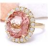Image 2 : 15.31 CTW Natural Morganite 14K Solid Yellow Gold Diamond Ring