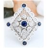 Image 1 : 1.85 CTW Natural Sapphire 14K Solid White Gold Diamond Ring