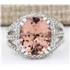 Image 1 : 5.91 CTW Natural Morganite And Diamond Ring In 18K White Gold