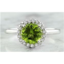 1.69 CTW Peridot 14K White Gold Diamond Ring