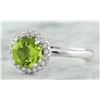 Image 2 : 1.69 CTW Peridot 14K White Gold Diamond Ring