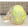 Image 2 : 5.84 CTW Natural Opal And Diamond Ring In 18K Yellow Gold