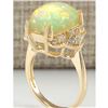 Image 3 : 5.84 CTW Natural Opal And Diamond Ring In 18K Yellow Gold
