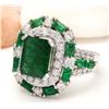 Image 2 : 6.90 CTW Natural Emerald 14K Solid White Gold Diamond Ring