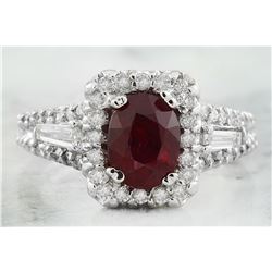 2.38 CTW Ruby 18K White Gold Diamond Ring