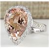 Image 2 : 9.83 CTW Natural Morganite And Diamond Ring In 18K White Gold