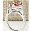 Image 3 : 9.83 CTW Natural Morganite And Diamond Ring In 18K White Gold