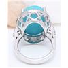 Image 3 : 19.72 CTW Natural Turquoise 14K Solid White Gold Diamond Ring