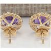 Image 2 : 3.65 CTW Natural Amethyst And Diamond Earrings 18K Solid Yellow Gold