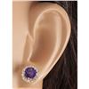 Image 3 : 3.65 CTW Natural Amethyst And Diamond Earrings 18K Solid Yellow Gold