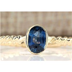 0.70 CTW Natural Sapphire And Diamond Ring In 14k Yellow Gold