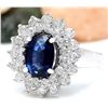 Image 2 : 4.16 CTW Natural Sapphire 14K Solid White Gold Diamond Ring