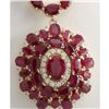 Image 1 : 53.68 CTW Natural African Ruby And Diamond Necklace In 18K Yellow Gold